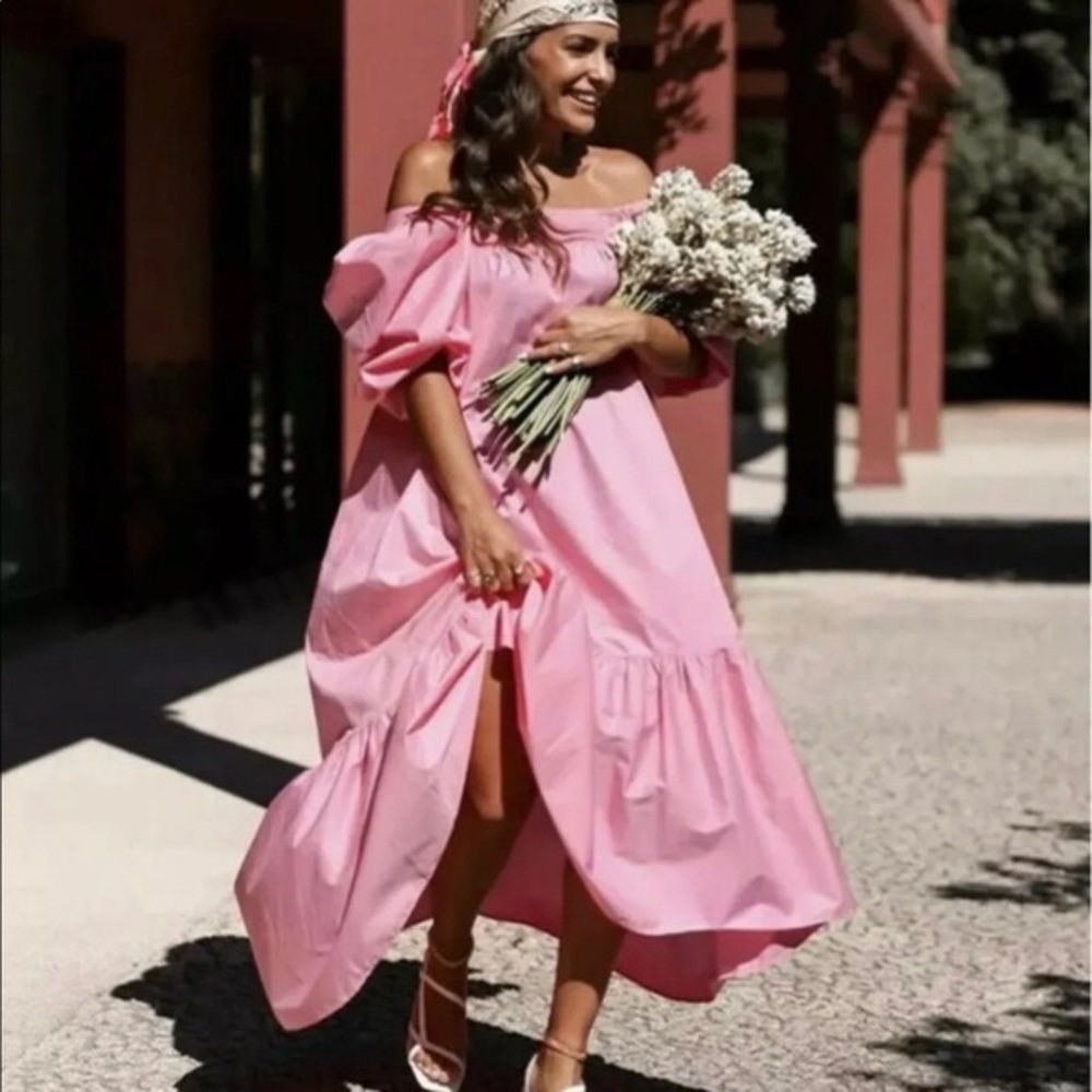 H&M Pink Cotton Maxi Dress NEW